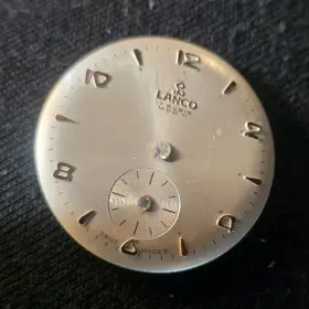 Lanco Mod.11 Silver Watch Dial Swiss Made Arabic Numerals Subdial Replacement