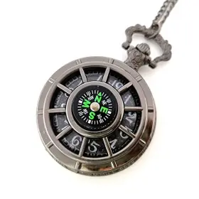 Wp-001 Plyrmonth Mens Retro Multifunctional Pocket Watch Quartz Compass Gift