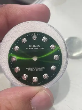 Rolex 14200-14000 34mm No Date Watch Custom Green Diamond Dial For Vintage Model 14200 14000
