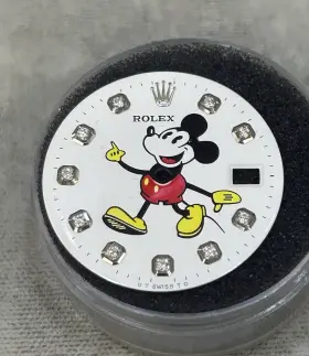 15200 Rolex 15000 34mm Date Custom White Mickey Mouse Diamond For Models 1550 And