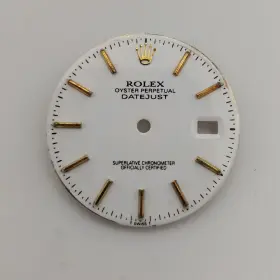 Rolex 16031 Oyster Perpetual Datejust T Swiss Gold Sticks White Dial