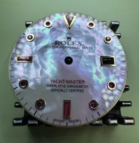 Rolex 16623-16628 Mens 40mm Yachtmaster Dial Custom Mop Ruby Baguette For 16623 16628