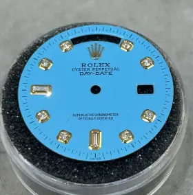 1801-1803 Rolex Nonquick President Custom Stella Blue Baguette Diamond Dial For Model 1803