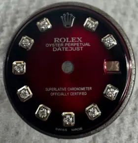 69179 Rolex 69160 69174 Ladies Datejust Custom Red Vignette Diamond Dial For 6916