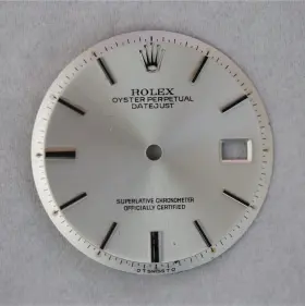 Rolex 7 R200 Oyster Perpetual Datejust Silver Metal Watch Dial Non-numeric Hour Marks