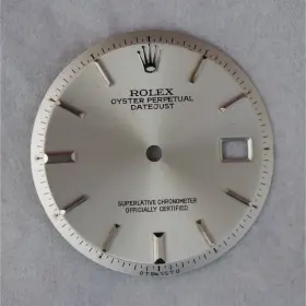 Rolex 7ra270 Oyster Perpetual Datejust Silver Metal Watch Dial Non-numeric Hour Marks