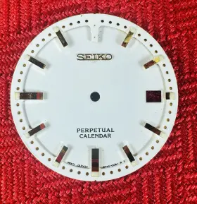 Seiko 8f32-0081 Nos Perpetual Calendar Watch Dial White Gold Tone Missing Marker