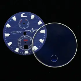 263-36le-3 Ulysse Nardin Genuine Dial And Crystal For 43mm Steel Marine Blue Surf
