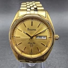 Bulova Marine Star Watch Men 35MM Champagne Dial Gold Tone Daydate 92D25 New Bat Pre-owned. Price: $99.99.
