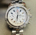 Breitling Super Avenger A13370 Ss 48MM Custom Diamond Bezel Chronograph Watch Pre-owned. Price: $3500.00.