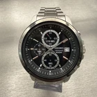 Seiko Chronograph Watch Men 44MM Black Dial Silver Tone Date 4T57-00C0 New Batt Pre-owned. Price: $119.99.