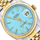 Rolex Datejust 16014 36MM Light Blue Dial 18K Gold Fluted Bezel Jubilee Watch Pre-owned. Price: $7100.00.