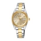 Seiko Ladies Quartz Gold Dial Two-tone Watch SUR354P1. Price: $94.99.
