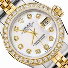 26MM Rolex Datejust 6917 18K Gold Diamond Bezel Mop Dial Steel Woman's Watch Pre-owned. Price: $5195.00.