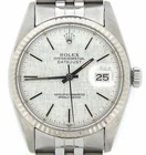 Mens Rolex Datejust Stainless Steel 18K White Gold Watch Silver Linen Dial 16014 Pre-owned. Price: $5784.98.