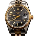 Mens Rolex Two-tone Date Watch Black Stick Dial 15053 Pre-owned. Price: $5699.98.