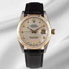 Rolex Datejust 36MM Yellow Gold Fluted White Mop Diamond Dial Leather Band Watch Pre-owned. Price: $5049.00.